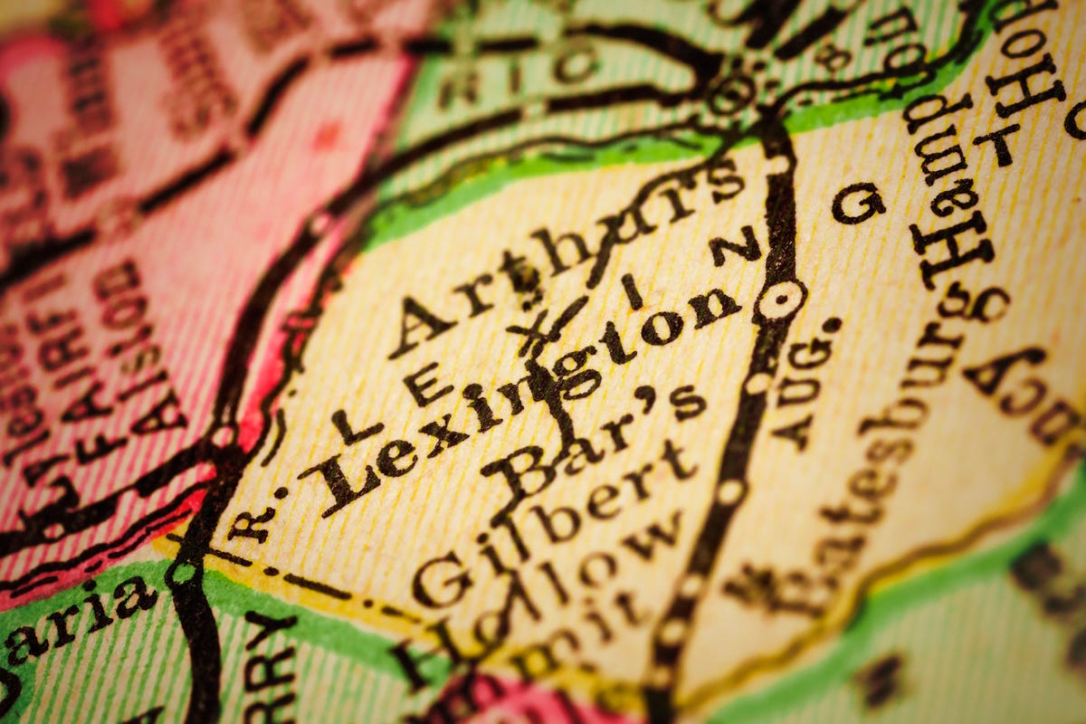 Map showing Lexington, South Carolina and the surrounding area.