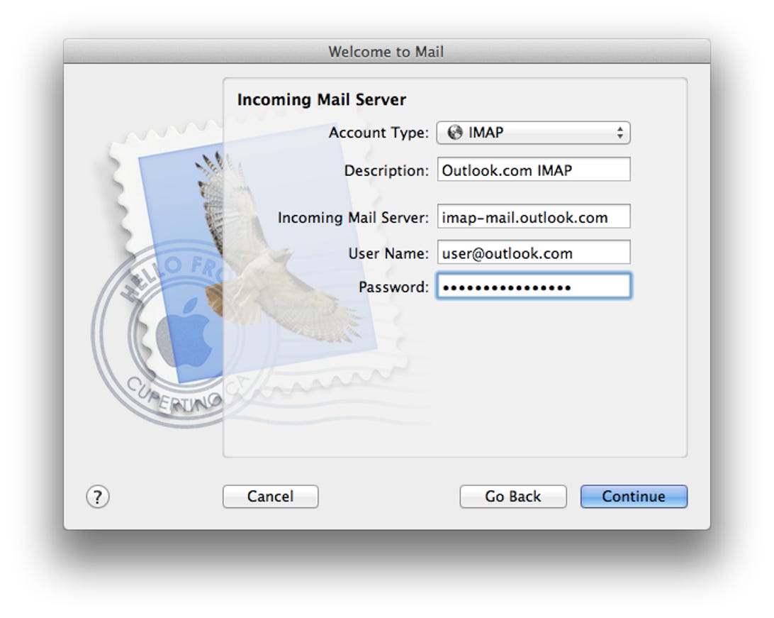 Apple Mail incoming mail server settings