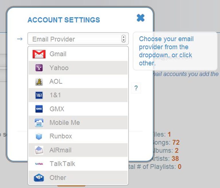 Choose one or more mail accounts to link to your Backup That account.