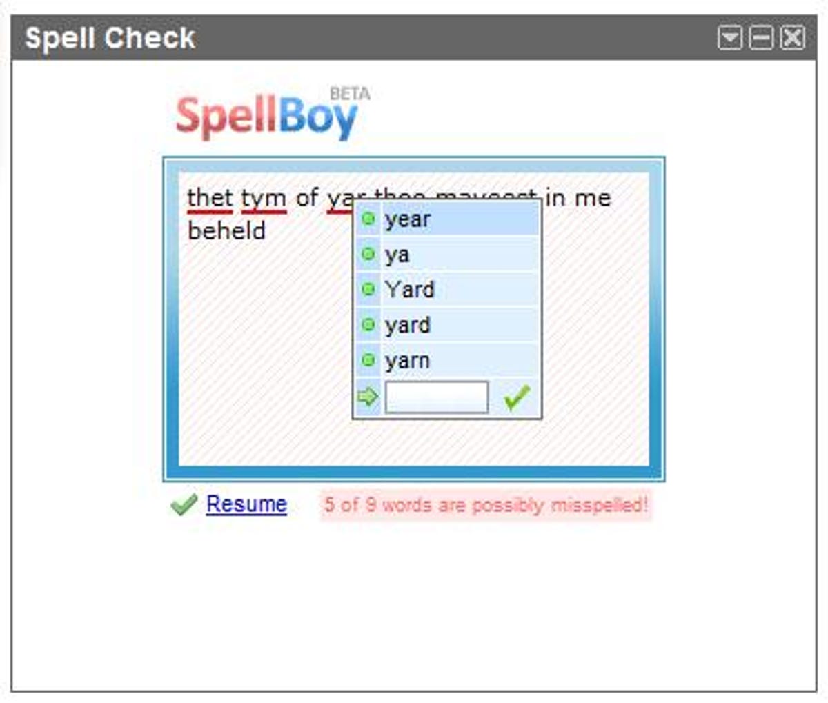 SpellBoy spell-check gadget for iGoogle