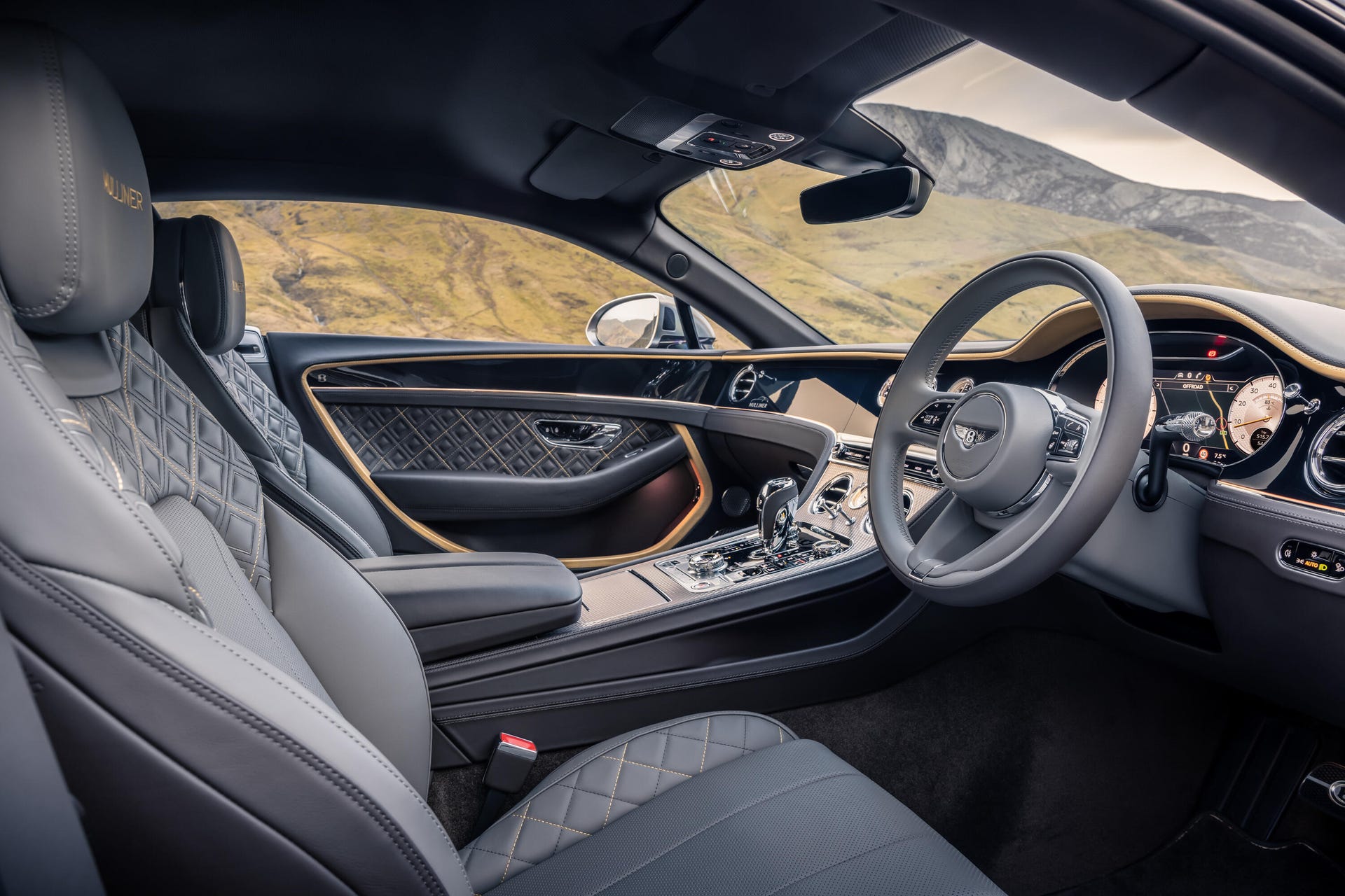 Interior view of a Bentley Continental GT Mulliner W12