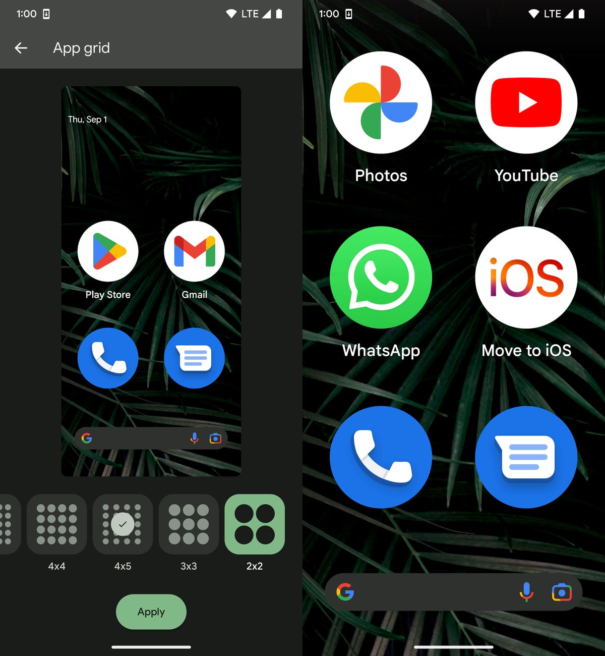 App grid on Google Pixel
