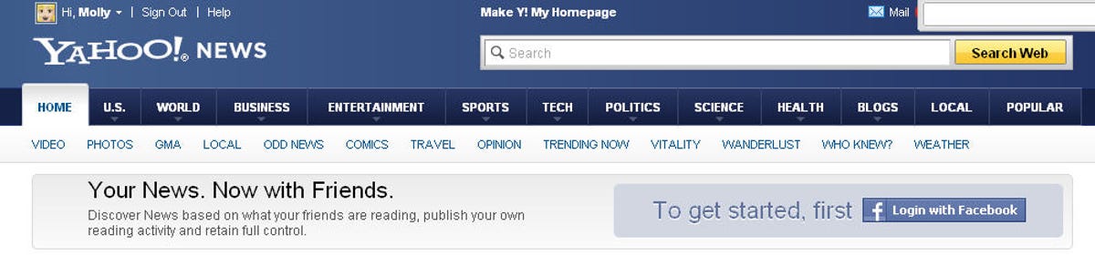 Log in to Yahoo News with Facebook ... and start auto-sharing everything you read.