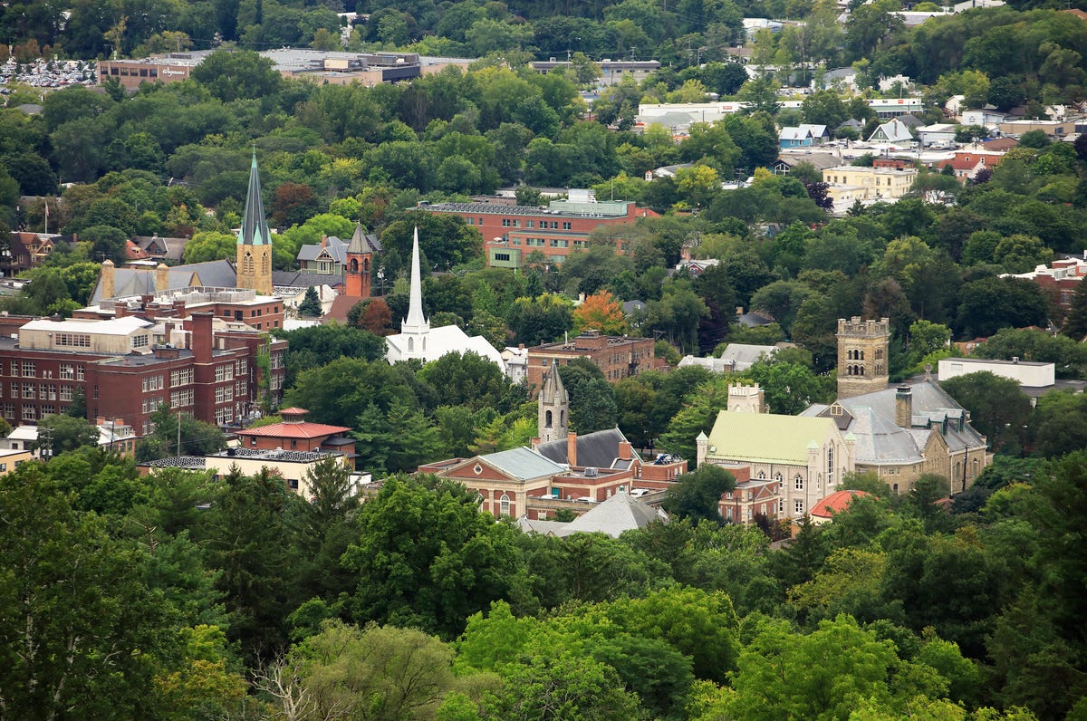 Aerial view of Ithaca, New York