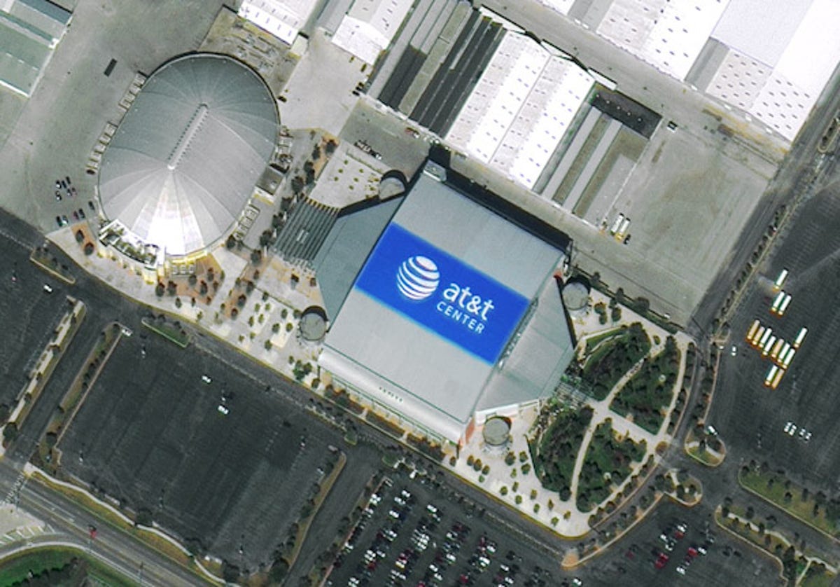 A first shot from DigitalGlobe's WorldView-2 satellite shows the AT&T Center in San Antonio, Texas.