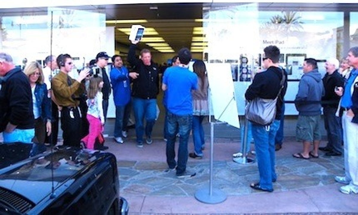 An Apple store on first day of iPad sales: iPad shipment forecasts continue to get hiked.  That can't be said about PCs.