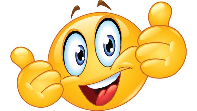 A smiling emoji giving two thumbs up