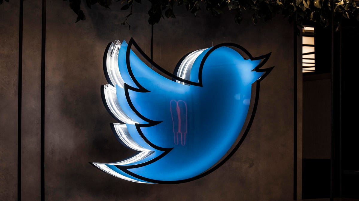Lighted Twitter logo sign