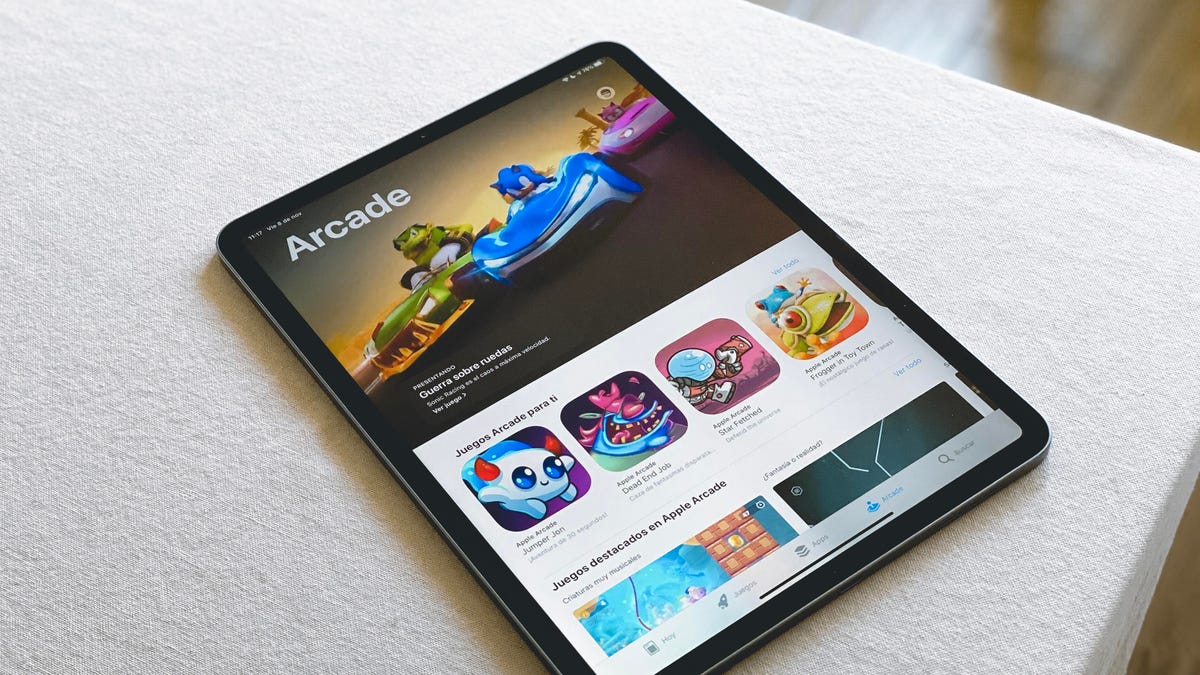 An iPad showing the Apple Arcade screen