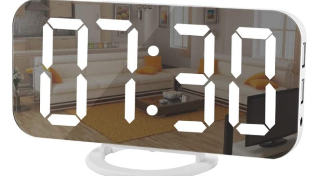 Alarm clock mirror with USB ports