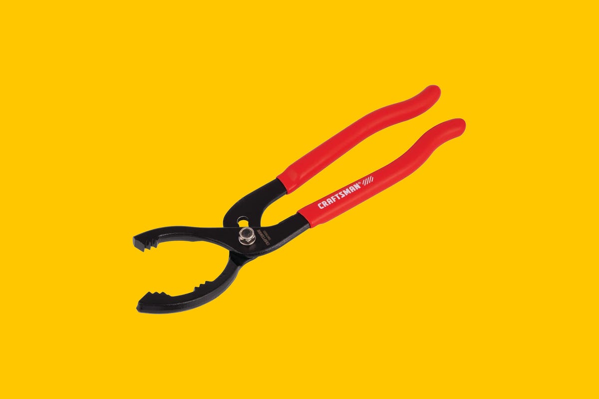 Craftsman  locking oil filter pliers on a yellow background