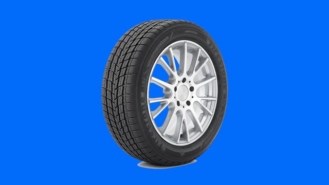 Firestone WeatherGrip tire shown on a blue background