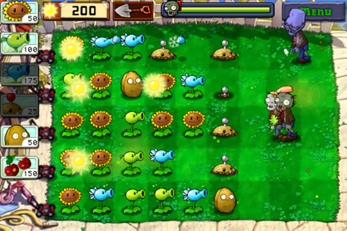 Screenshot of Plants vs. Zombies.