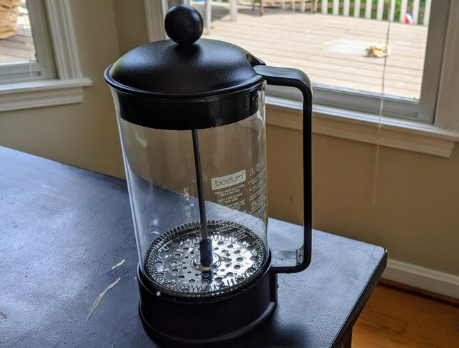 The best desk coffee machine is this personal French press