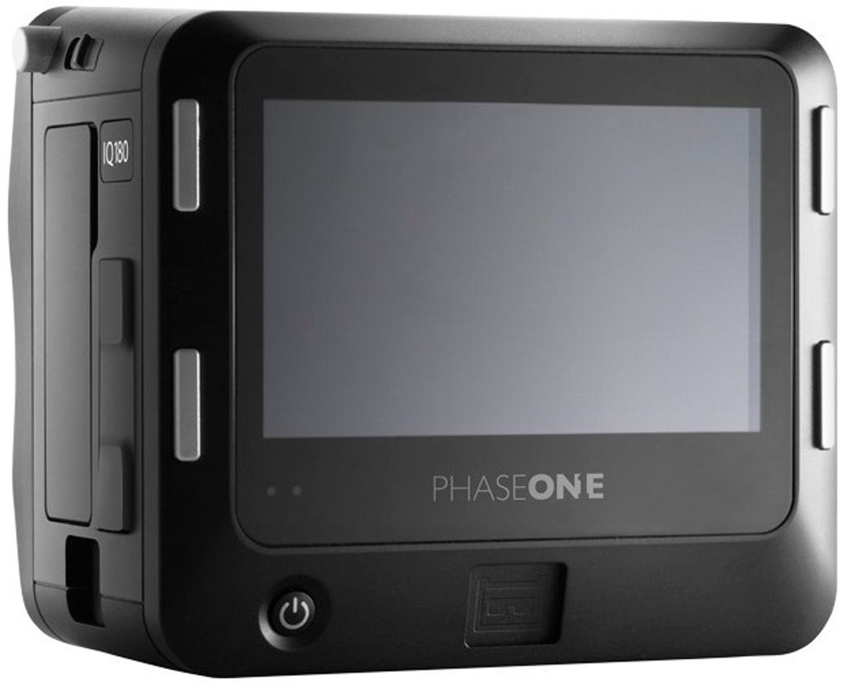 Phase One's IQ180, with 80-megapixel resolution and 12.5-f-stop dynamic range, has a high-resolution touch screen on the back and a USB 3.0 data connection.