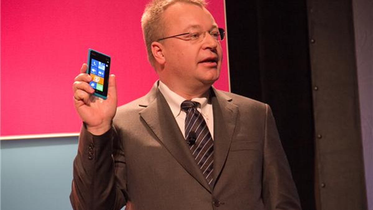 Nokia CEO Stephen Elop showing off a the Lumia 900.