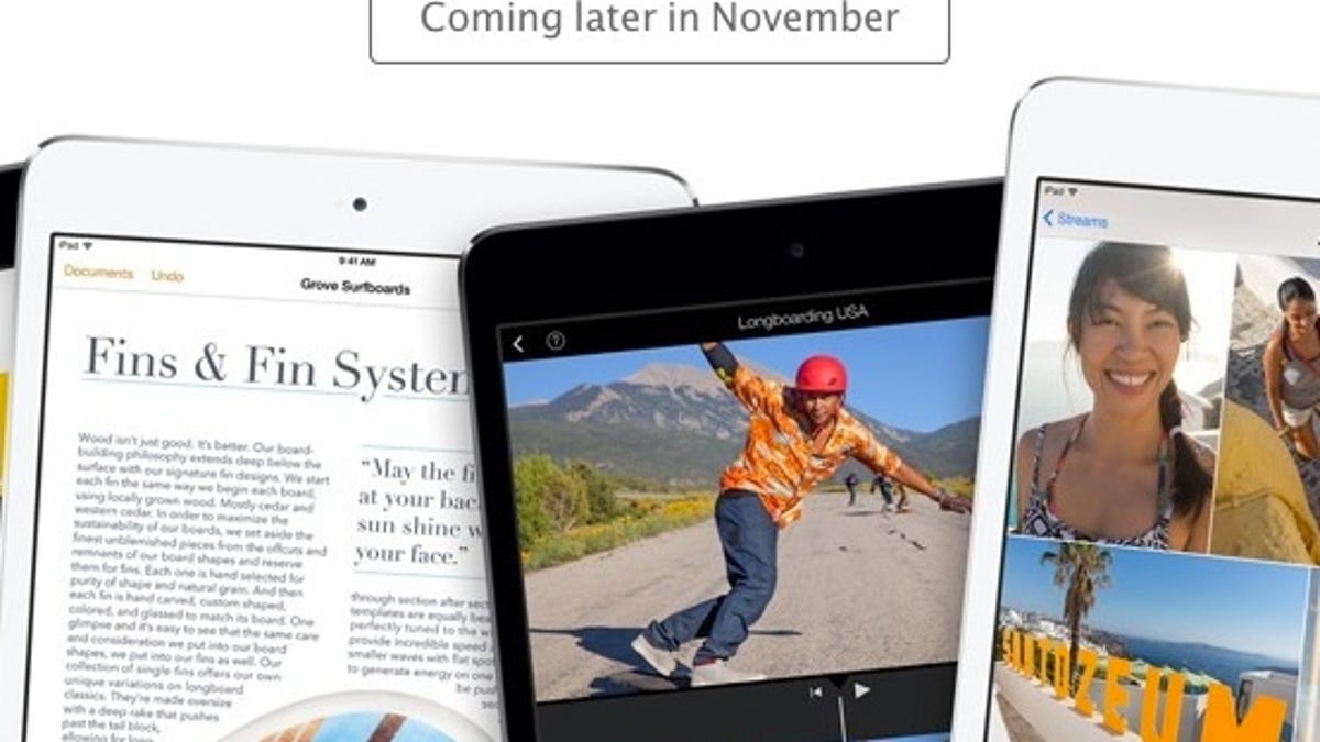 Apple's iPad Mini page says, 'Coming later in November.' But supply may be constrained beyond that, says IHS iSuppli.