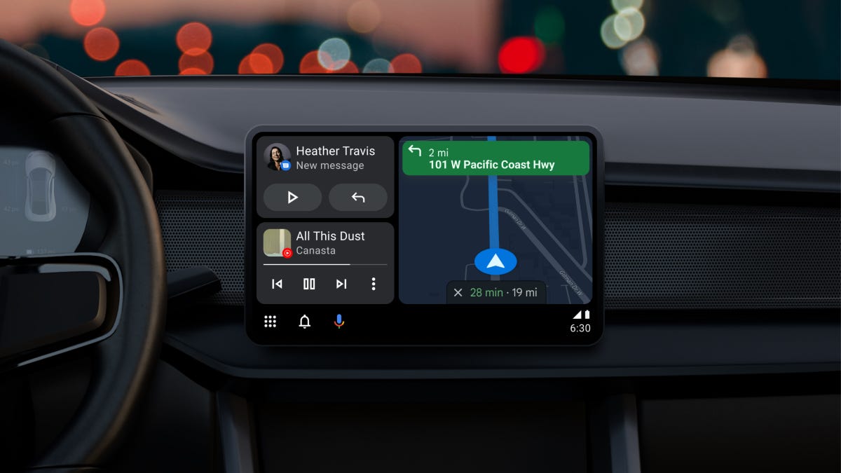 New Android Auto interface on a normal wide screen