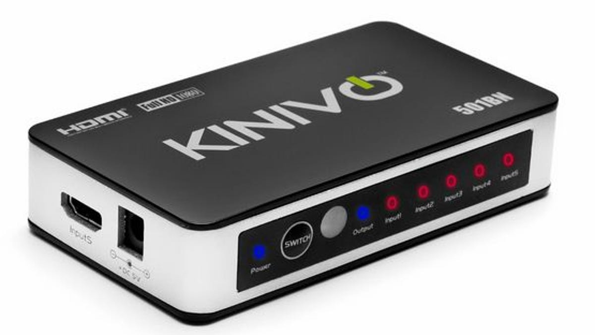 The Kinovo 501BN turns one HDMI port into five. But you'll have to BYO HDMI cables for it.