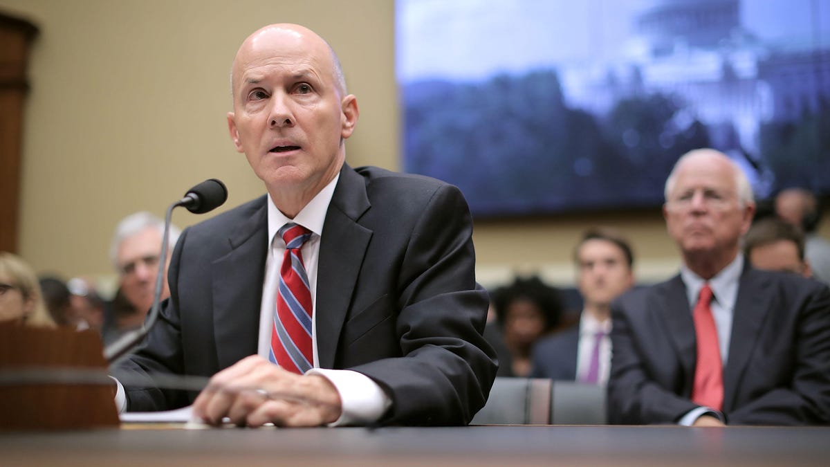 Former Equifax CEO Richard Smith testifies before Congress on October 3, 2017.