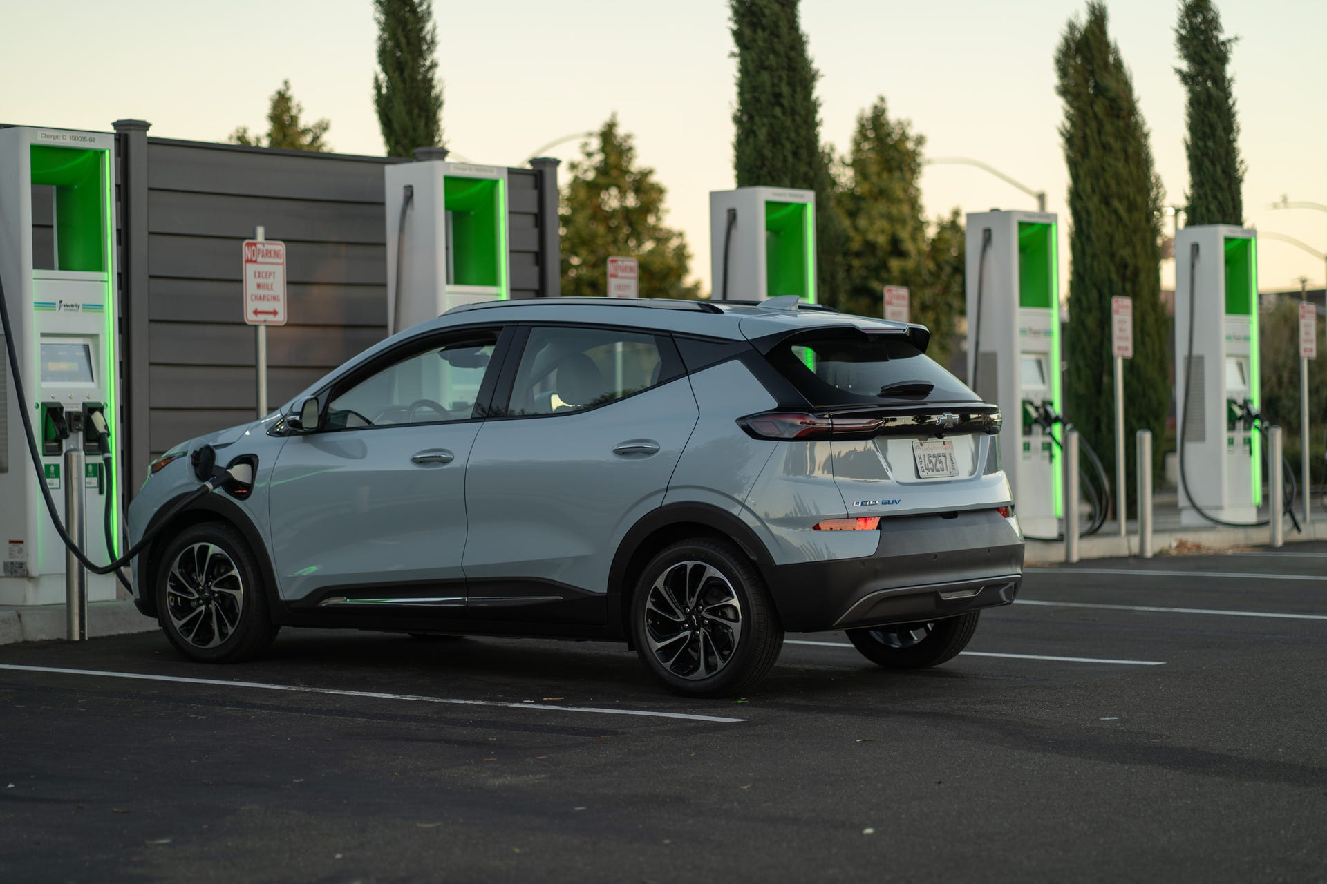 chevrolet bolt EUV plugged in at an electrify America station