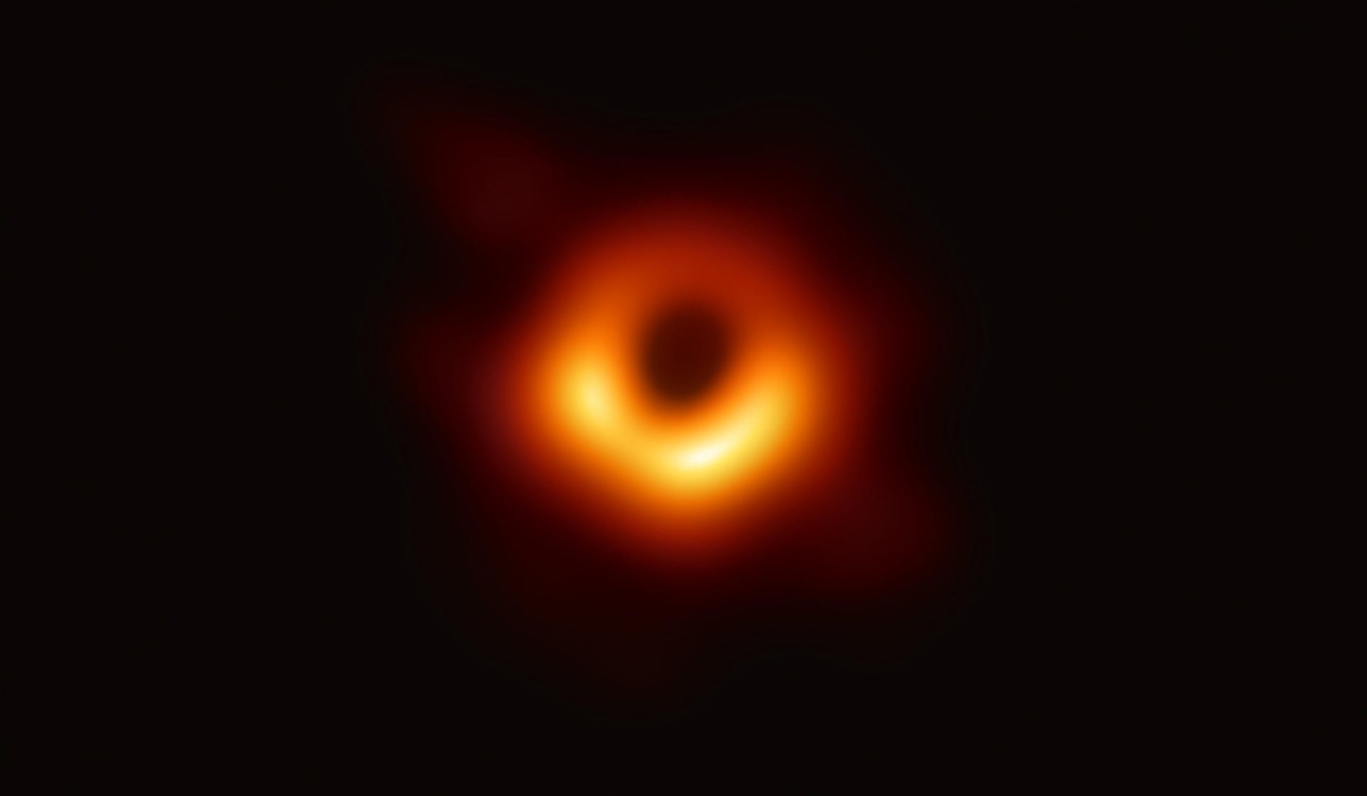 The first-ever image of a black hole, captured with the planetwide virtual array called the Event Horizon Telescope