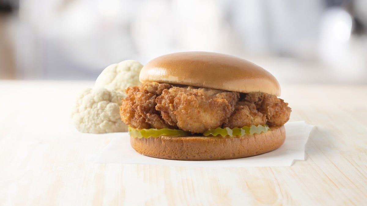 A Chick-fil-A sandwich made with cauliflower instead of chicken