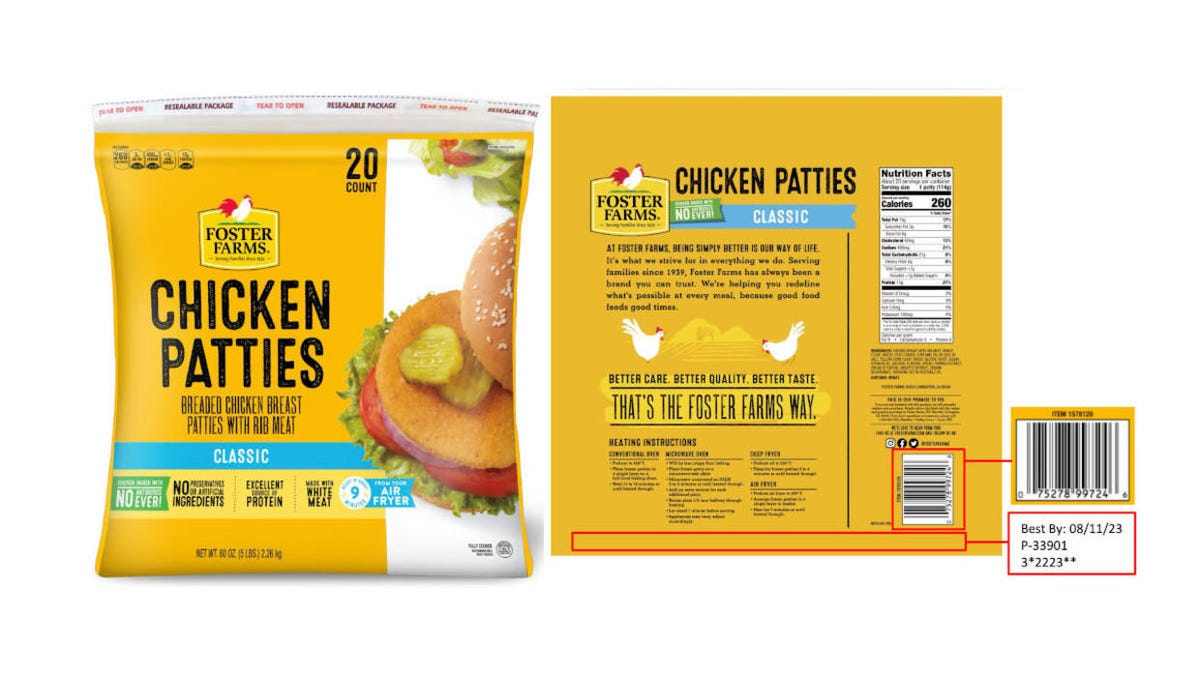 Foster Farms recalled chicken patties