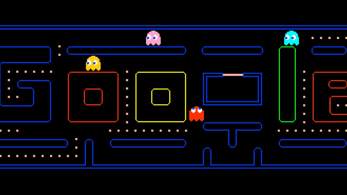 Гугл игры играть без. Мини игра Pac-man. Игры Google игры. Лабиринт Пакман. Новый Pacman.