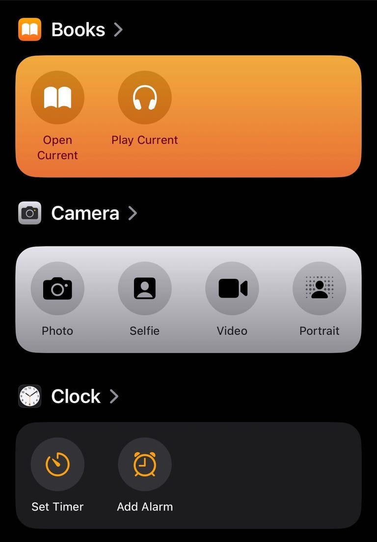 Some of the new Shortcuts shown on the Shortcuts homepage
