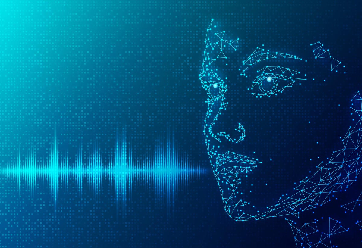 Conceptual image of AI mimicking a human voice