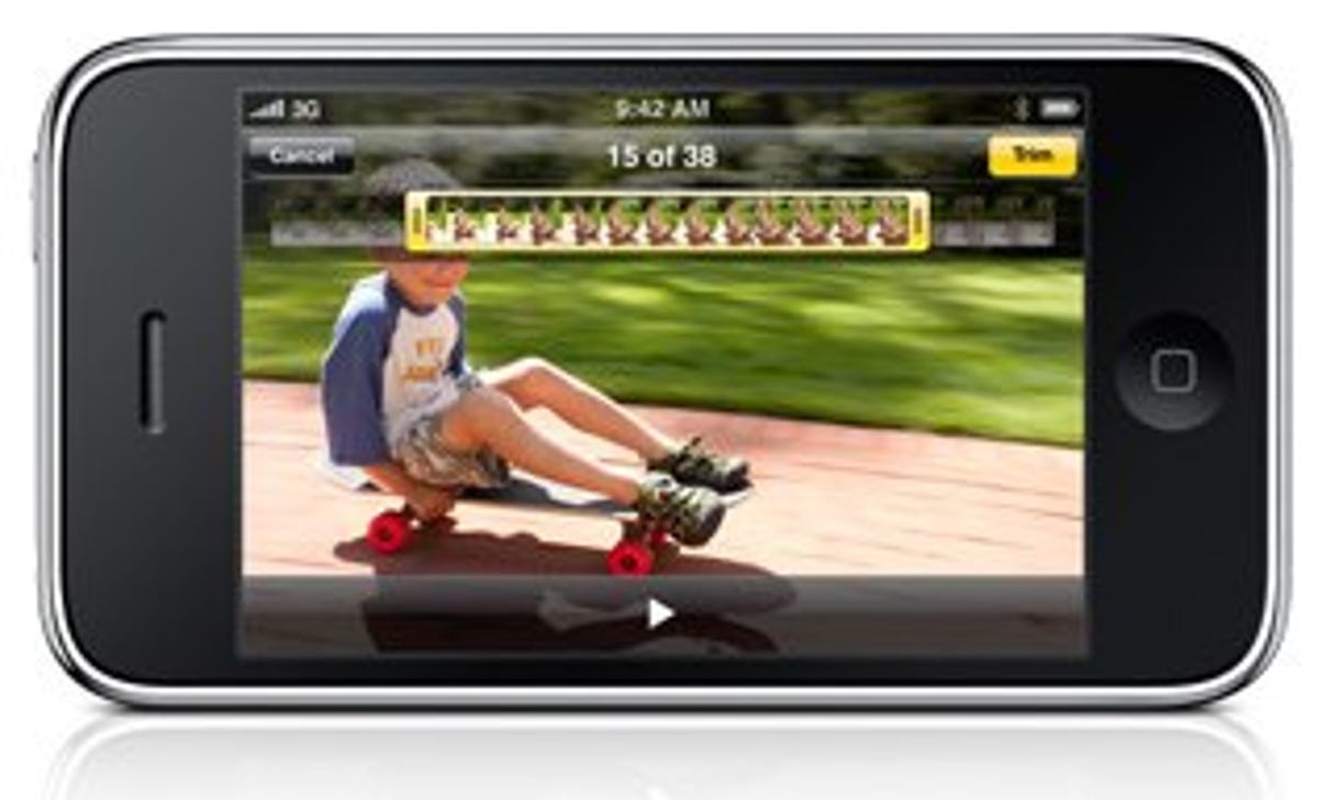 Videos can be edited on the iPhone 3G S by trimming the sequence of still images taken from the video.