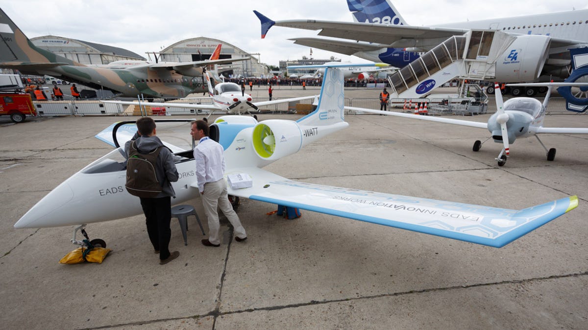 EADS&apos; E-Fan is an all-electric, zero-emission aircraft. It can carry 550kg of weight with a cruising speed of 110kmph and maximum speed of 160kmph. But its range is fairly limited compared to conventionally fueled aircraft: it can fly only about 45 minutes to an hour.