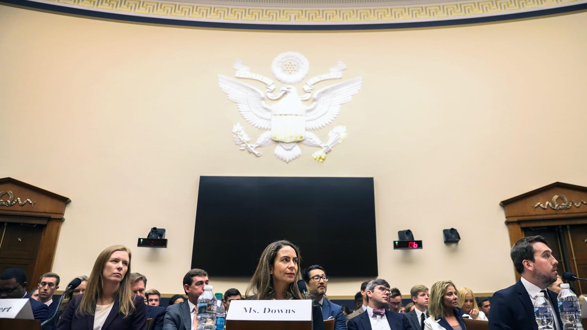Monika Bickert, the head of global policy management at Facebook, Juniper Downs, global head of public policy and government relations at YouTube, and Nick Pickles, the Senior Strategist at Twitter, testify to the House Judiciary Committee.