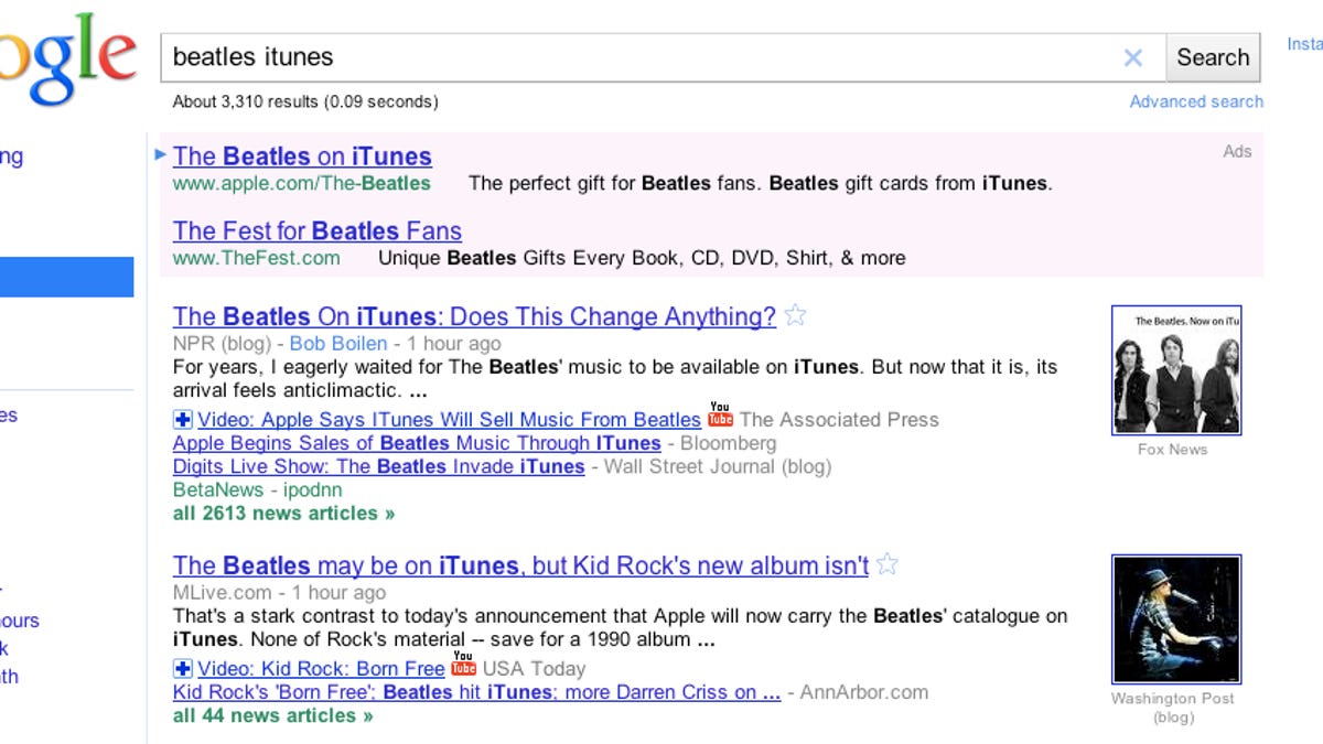 Who broke the Beatles on iTunes story? On Google News, it can be hard to tell.