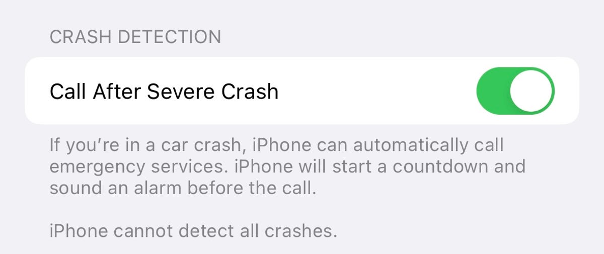 Fonction de détection de crash sur l’iPhone 14