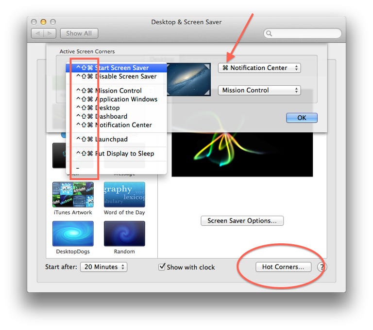 Hot Corner modifier key assignment in OS X