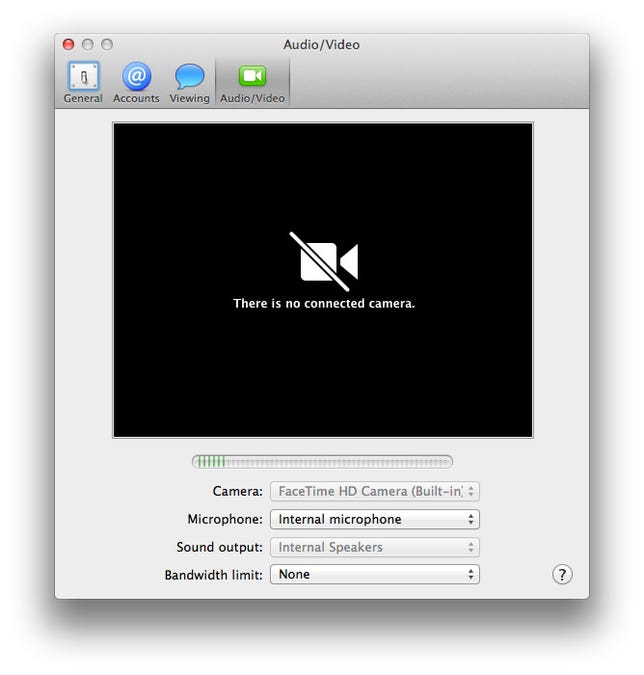Camera error in OS X