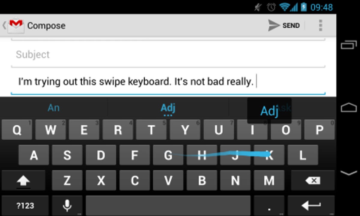 Google Nexus 4 Swype keyboard