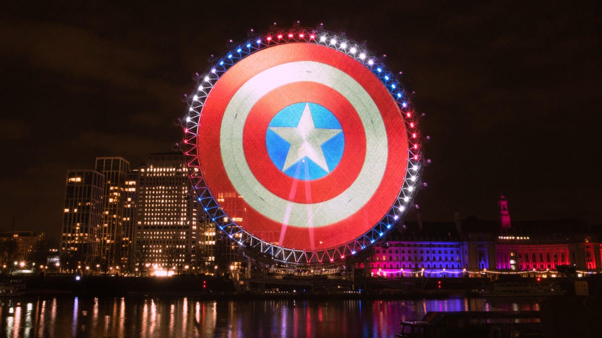 Captain America shield on London Eye