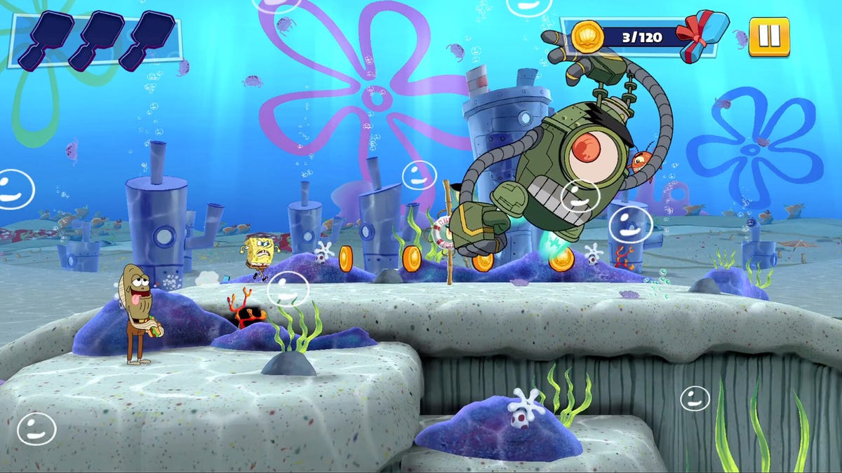 Screenshot of Spongebob Patty Pursuit gameplay on Apple Arcade.