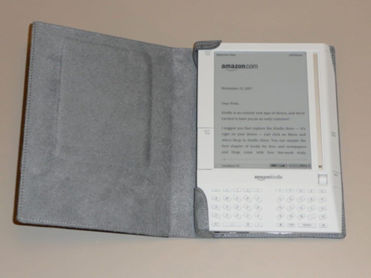 Kindle in leather cover