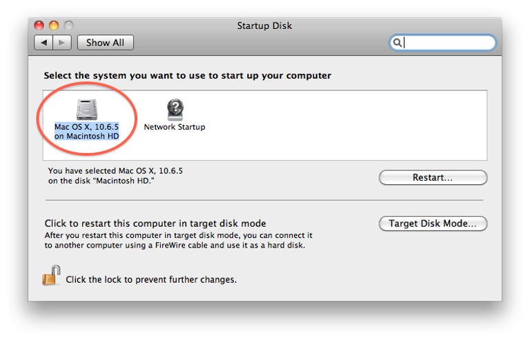 OS X Startup Disk