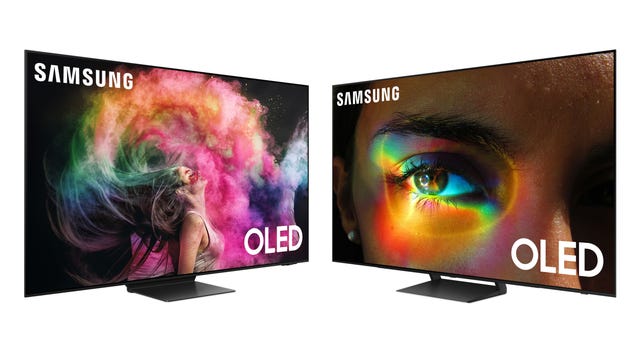 Two Samsung QD-OLED TVs side by side