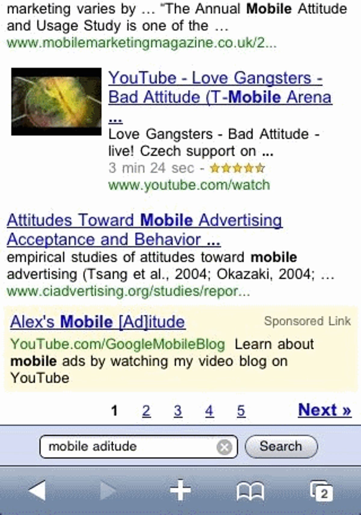 Search ads on iPhone