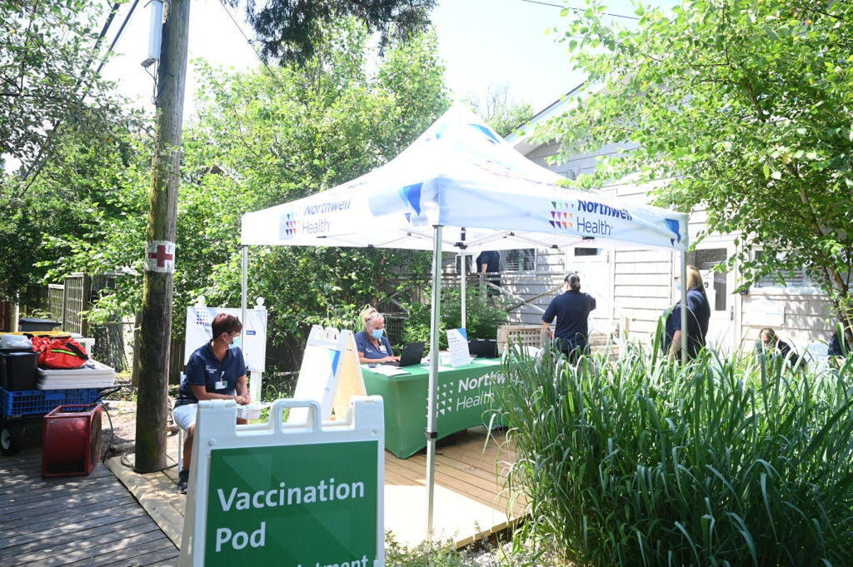 A pop-up monkeypox vaccine clinic in Cherry Grove on Fire Island.