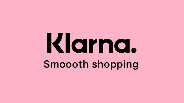 Klarna logo in black text on pink background