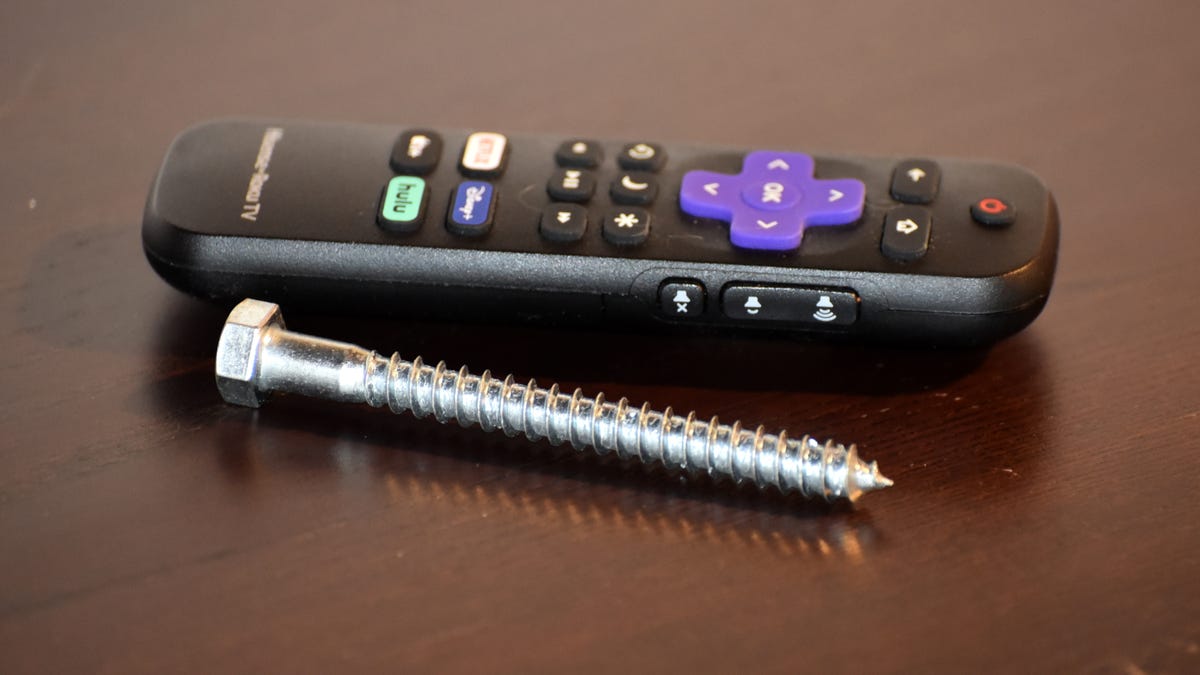 Solar panel lag bolt appearing as long as a Roku remote
