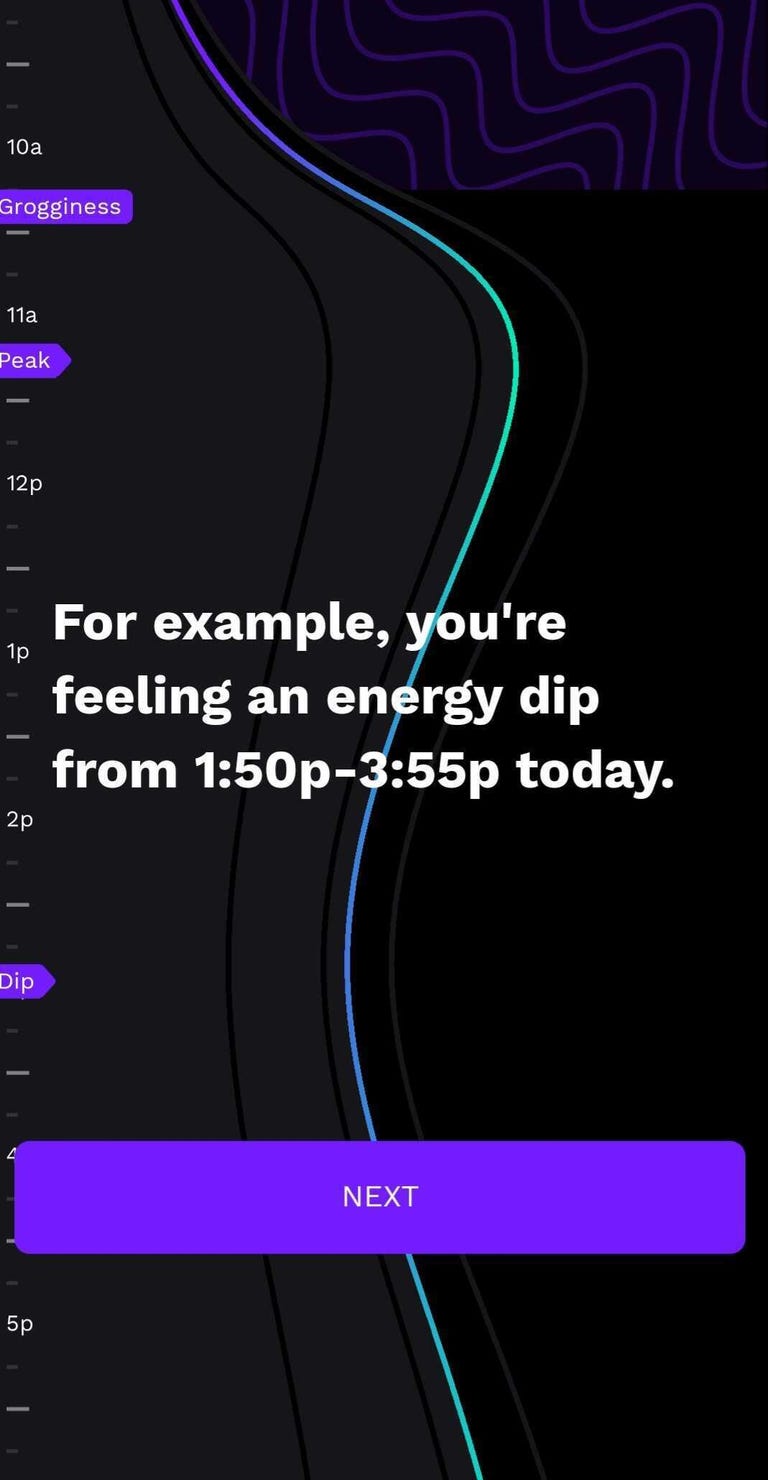 Example of the energy schedule graph from the Rise sleep app.