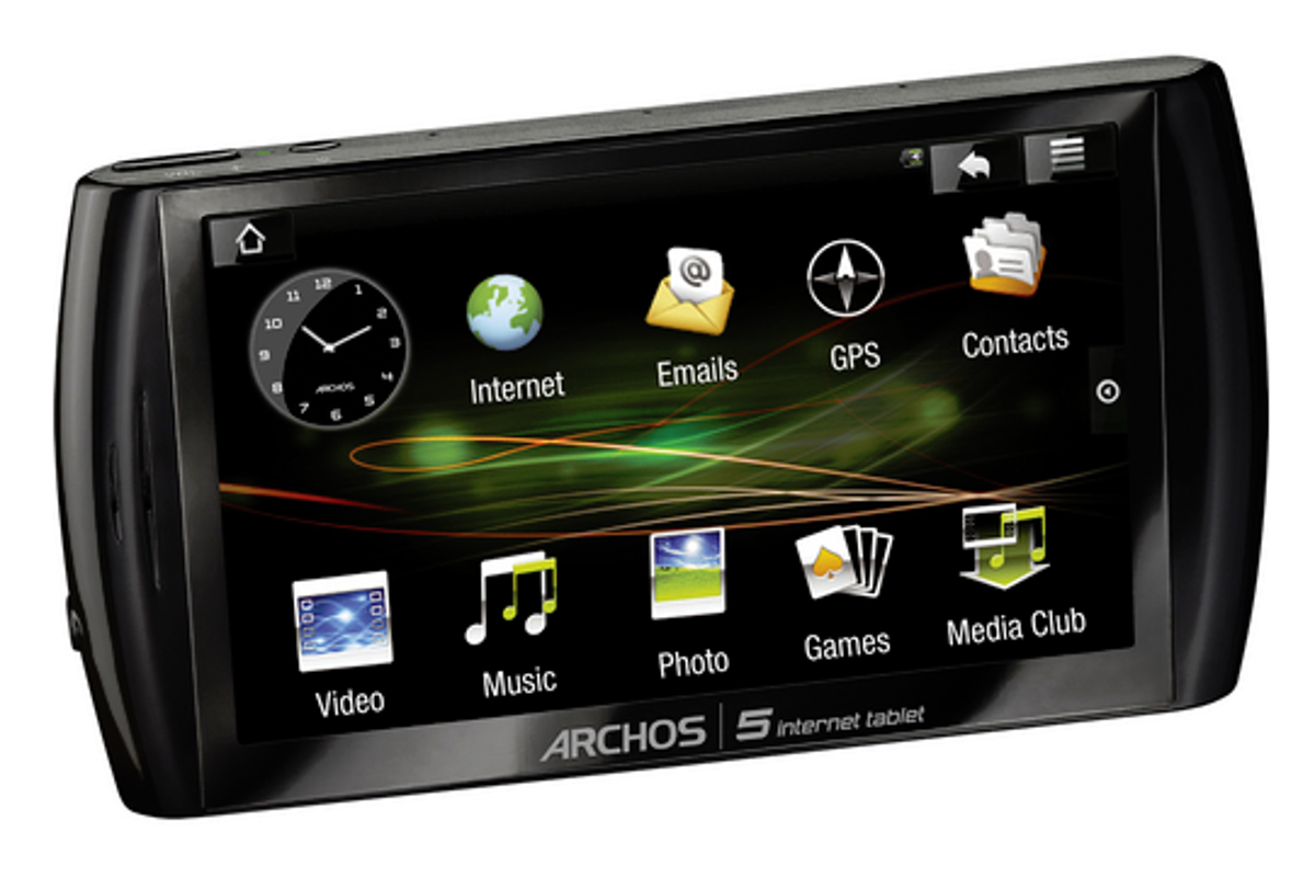 Image of the Archos 5 internet media tablet.